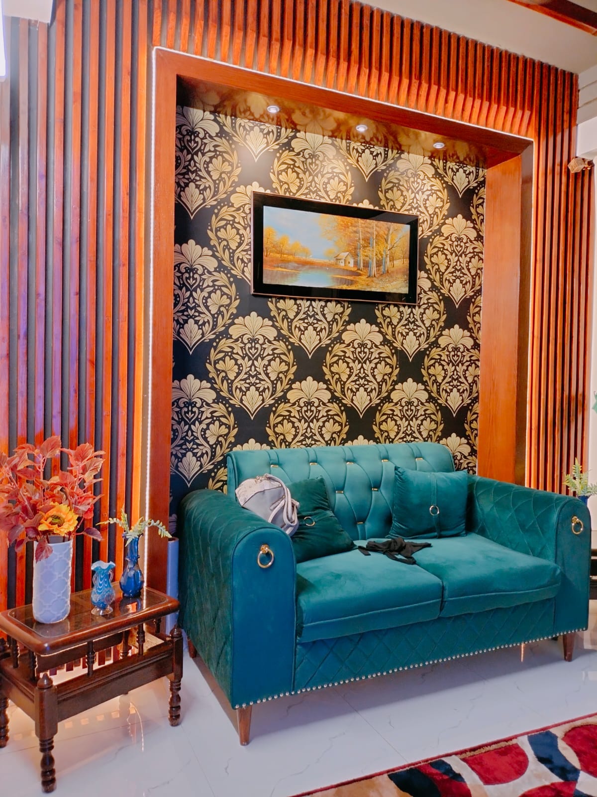 best feature wall after renovation 2 bed flat in karachi