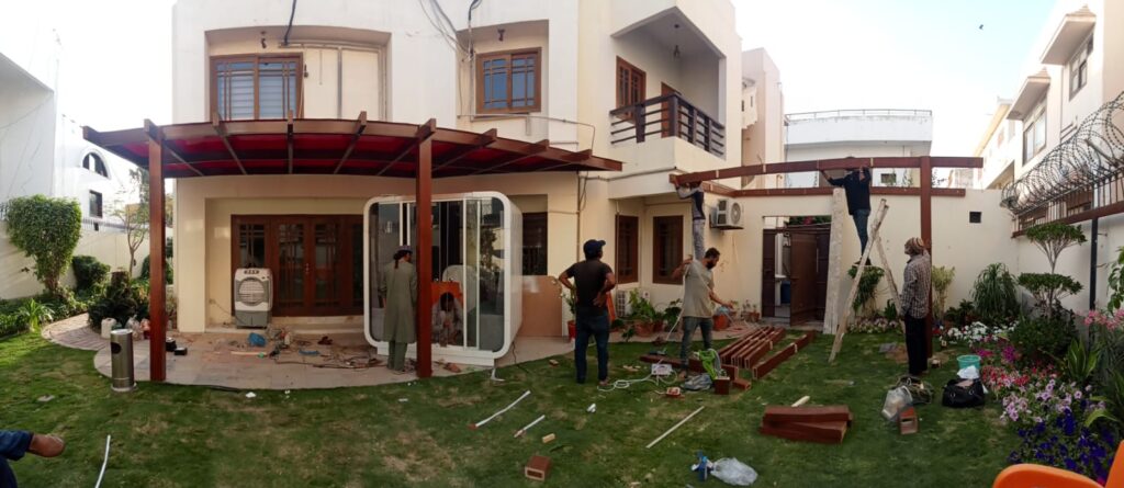  Termite-damaged pergola removed and rebuilt – Pergola renovation in Karachi by Etminaan Services