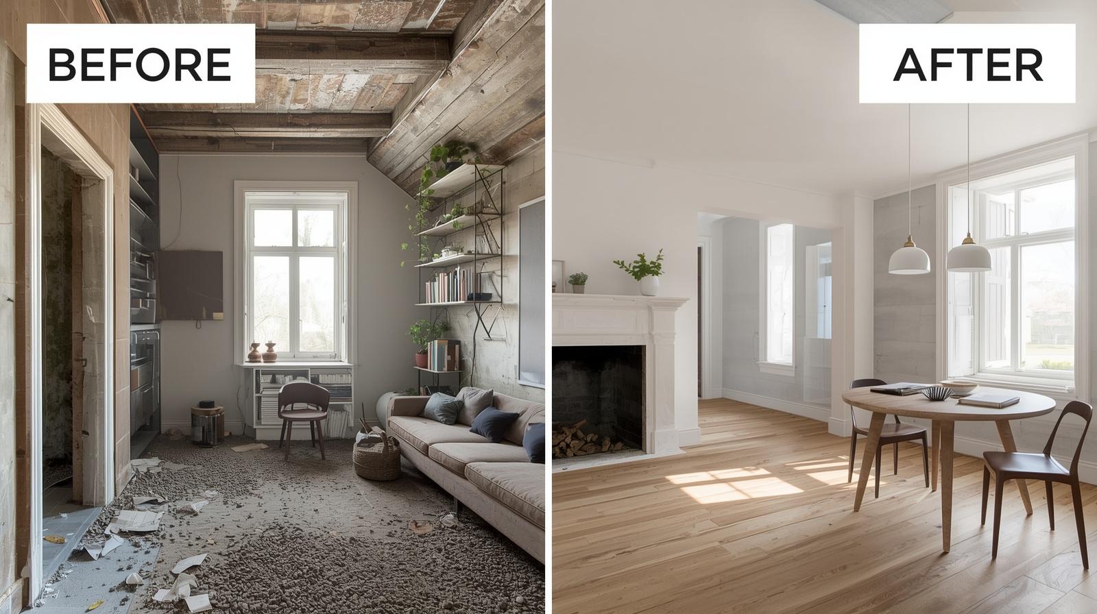 Before and after home renovation